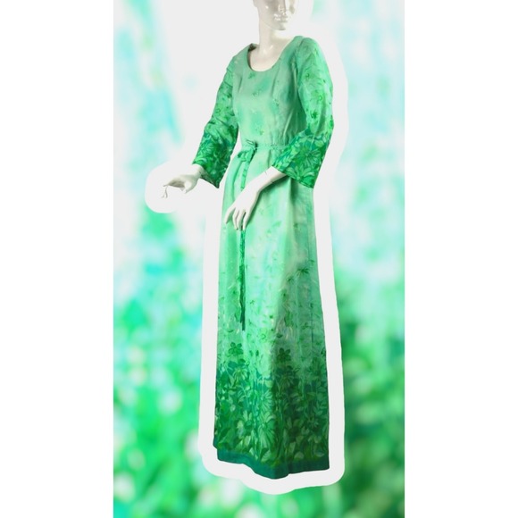 Women's S Vtg 70's Boho Flower Child Dress By POSH Anderson In Sweet Aqua Mint - Picture 1 of 12